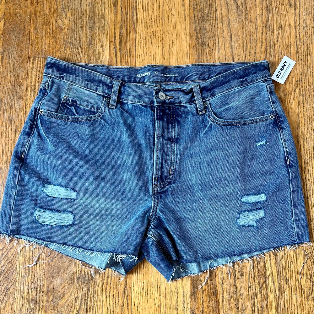 Old Navy High Rise Slouchy Straight Denim Jean Shorts Cutoff